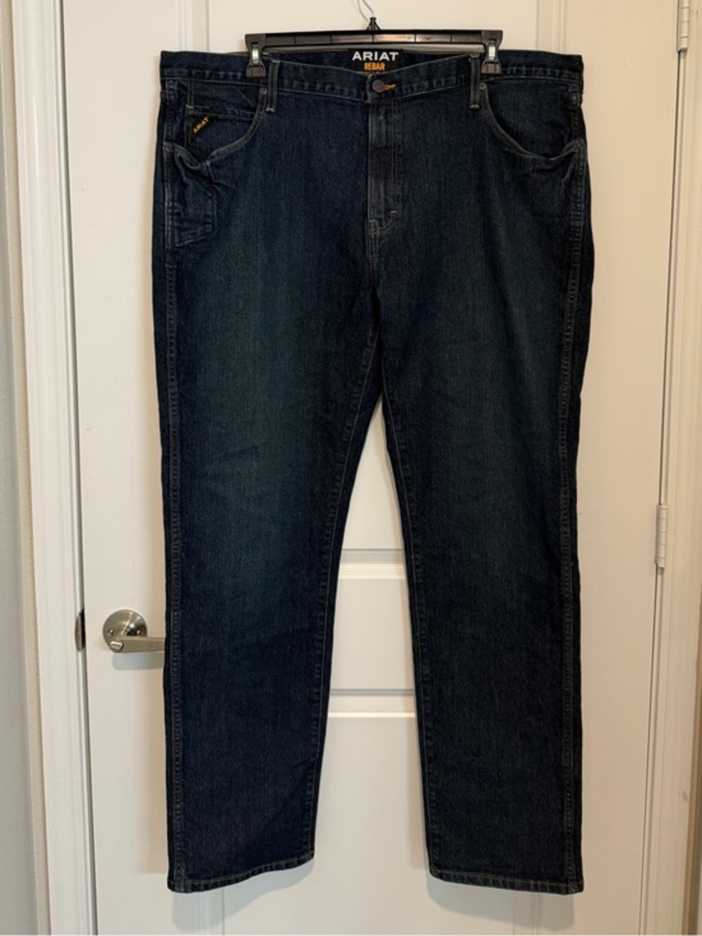 Ariat Rebar M5 Slim Straight Jeans 44x36 Blackstone Dark Wash Stretch Denim NWOT
